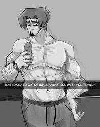 abs bara bonezbonez_ far_fetched far_fetched_show gay glasses goatee hair half-dressed himbo male male_only muscles muscular muscular_arms muscular_male muscular_pecs pecs semi_nude smile smirk warren_webber warren_webber_(far_fetched) yaoi