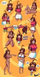 @_@ absurdres ahoge amber_(peefix) brown_hair catalepsy coin collar drooling female femsub footjob happy_trance highres hypnosis mind_control naked naked_female orb pendulum pocket_watch psyfly self_hypnosis skirt spiral-only_eyes undressing zombie_walk