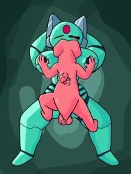 3:4 antennae_(anatomy) anthro areola balls big_balls big_breasts big_penis breast_grab breast_smother breast_squish breasts closed_eyes comic domestic_cat duo felid feline felis female gastropod genitals hand_on_breast holding_breast huge_cock hunter_(rain_world) iterator looking_at_another looks_to_the_moon_(rain_world) machine male mammal mister_redintong mollusk navel nude on_top paws penis pink_body rain_world robot rubble sex size_difference slug slugcat smothering squish tentacle vein veiny_penis videocult
