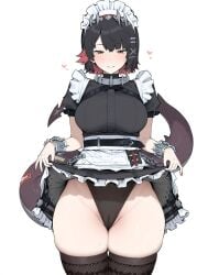 ai_generated big_breasts breasts cameltoe ellen_joe heart highleg maid maid_headdress maid_uniform panties shark_tail short_hair skirt skirt_lift skirt_pull tail thick_thighs thighhighs thighs wide_hips zenless_zone_zero