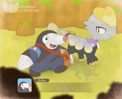 absurd_res accessory after_sex ambiguous_gender badge bag black_eyes blue_body blue_fur claws cum_stain dark_body dark_fur dark_scales drilbur duo fan_character female female/ambiguous feral fur furgonomics gameplay_mechanics generation_5_pokemon generation_7_pokemon grey_body grey_scales hi_res jangmo-o jm-luxro nintendo pokemon pokemon_(species) pokemon_mystery_dungeon red_eyes scales scarf spike_chunsoft tail tail_accessory tail_bag