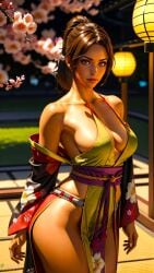 0assult0 1girls ai_generated asian_clothing attractive bare_shoulders beautiful beautiful_females breasts brown_hair christie_monteiro cleavage dark_skin dress female_only floral_print floral_print_kimono flower golden_week gorgeous holidays hot lantern looking_at_viewer namco namco_bandai outdoors ponytail revealing_clothes seductive seductive_look sexy sultry_eyes tekken tekken_tag_tournament_2 thick_thighs tree video_game_character video_game_franchise video_games