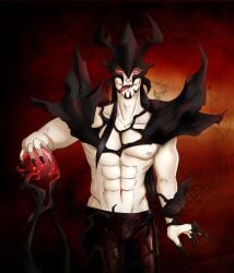 1boy 2010s 2015 2d 2d_(artwork) abs armor artist_name black_hair black_nails clawed_fingers claws cowboy_shot demon demon_boy deviantart dota_2 english_text glowing_eyes half-dressed humanization humanized humanoid latex_pants leather leather_pants light_skin light_skinned_male long_hair looking_at_viewer male male_only mightyraccoon monster monster_boy muscles muscular muscular_male nails navel nipple_peek nipples open_mouth pants pauldrons pectorals red_eyes revealing_armor revealing_clothes shaded_face shadow_fiend skimpy skimpy_armor skimpy_clothes smile solo sphere standing stomach straight-on tongue tongue_out upper_teeth valve