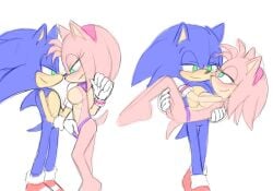 amy_rose angelofhapiness anthro bra breasts bridal_carry carrying_another clothing eulipotyphlan female hand_in_underwear hedgehog hi_res male male/female mammal panties romantic romantic_couple sega sonic_(series) sonic_the_hedgehog sonic_the_hedgehog_(series) underwear undressing_another