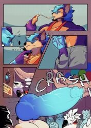 absurd_res alternate_form animal_genitalia anthro areola balls big_areola big_balls big_muscles big_nipples big_pecs big_penis canid canine canis comic deity digital_drawing_(artwork) digital_media_(artwork) dragon fur genitals glory_hole group hair hi_res huge_areola huge_balls huge_muscles huge_nipples huge_pecs huge_thighs hybrid hyper hyper_balls hyper_genitalia large_group lewdoverich long_tail male male_anthro mammal multi_tail multicolored_body multicolored_fur muscular muscular_anthro muscular_arms muscular_legs muscular_male muscular_thighs mythological_creature mythological_scalie mythology nipples nude party pecs penis scalie sheath soules soules_(character) tail tattoo thick_thighs transformation wolf