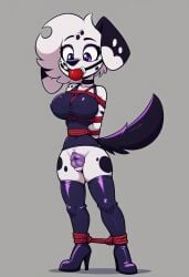 101_dalmatian_street 101_dalmatians ai_generated ball_gag bondage boots canid canine canis disney female gag heel_boots vanny_(101_dalmatians) vanny_(whistlerarts29)