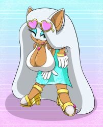 alternate_hairstyle anthro bat big_breasts breasts breasts_bigger_than_head female female_only hanging_breasts heels high_heels huge_breasts long_hair looking_at_viewer necklace rouge_the_bat rougethedaisy skirt sonic_(series) sonic_the_hedgehog_(series) sunglasses sunglasses_on_head very_long_hair