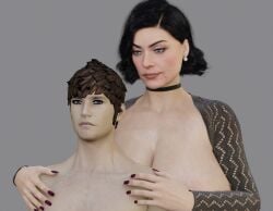 1boy bbw big_breasts bigger_female breasts female imminent_domination imminent_sex male nervous older_female smaller_male younger_male