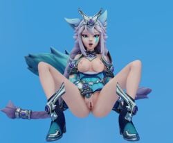 1girls 3d animal_ears animal_tail blue_eyes breasts breasts_out camysama female female_only fox_ears fox_tail hi-rez_studios io_(paladins) kemonomimi kitsunemimi light-skinned_female light_skin masturbation paladins_(game) partially_clothed partially_clothed_female pussy silver_hair solo solo_female tail vagina vaginal_masturbation
