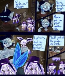 2025 anthro anthro_only barbed_penis batteries bunny clothed comic deep-sea_bunny_(pressure) female fish imminent_sex male motion_lines mrportsex paying paying_with_sex penis pressure_(roblox) roblox roblox_game sea_bunny sebastian_solace sweat sweating sweaty tagme