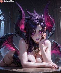 1girls ai_generated aliusnext angel angel_wings big_ass big_breasts breast_press breasts breasts fallen_angel female goth goth_girl gothic_girl hand_on_head hi_res high_quality high_resolution highres huge_ass huge_breasts laying_down league_of_legends league_of_legends:_wild_rift light-skinned_female light_skin lingerie massive_ass massive_breasts mature mature_female morgana pale-skinned_female pale_skin patreon sweat sweatdrop sweating sweaty sweaty_body sweaty_breasts thick thick_ass thick_hips thick_legs thick_lips thick_thighs