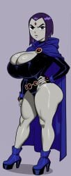 1girls big_breasts bob_cut bodysuit breasts cleavage coldarsenal dc dc_comics female gem gem_on_forehead goth_girl grey_skin huge_breasts looking_at_viewer penis raven_(dc) short_hair solo solo_female teen_titans thick thick_ass thick_thighs