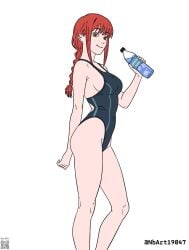 1girls solo female_only female female_focus long_hair shoulders fingers sideboob large_breasts breasts navel belly_button thighs knees groin slim_waist slim_female narrow_waist slender_waist slender_body lean_figure wide_hips white_background simple_background highres high_resolution standing looking_at_viewer digital digital_media digital_art digital_drawing digital_media_(artwork) digital_drawing_(artwork) 2d 2d_(artwork) 2d_artwork drawing chainsaw_man makima_(chainsaw_man) red_hair red-haired_female yellow_eyes yellow-eyed_female braid braided_hair braided_ponytail ponytail adult adult_female mature_female mature ringed_eyes ring_eyes busty busty_female looking_to_the_side looking_sideways smile smiling smiley_face smiling_at_viewer closed_mouth_smile eyebrows_visible_through_hair tilted_head head_tilt water_bottle inframammary_fold busty_girl large_boobs big_breasts big_boobs swimsuit swimwear bikini one-piece_swimsuit black_swimsuit black_swimwear black_bikini black_one-piece_swimsuit inguinal_crease inguinal_ligament nbart19047 top_view side_view from_side three-quarter_view