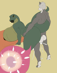 angrypotato96 anthro ass balls big_balls big_breasts big_butt breasts canine cum cum_in_pussy cum_inside duo female huge_breasts hyper hyper_breasts impregnation male mammal nude olivia_(character) ovum reptile scalie sex slightly_chubby smile snake standing straight thick_thighs