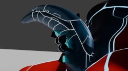 anthro clothing deltro flaccid genitals glowing hi_res humanoid legwear machine male paws penis robot robot_anthro synth_(vader-san) thigh_highs