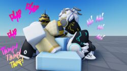 2boys 3d baseplate bottomless furry gay male male/male male_focus male_only male_penetrated male_penetrating male_penetrating_male mating_press onomatopoeia protogen roblox robloxian sex side_view tagme weedcatrr34