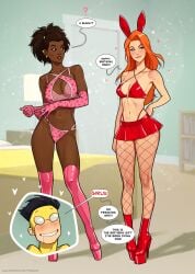 1boy 2girls amber_bennett atom_eve big_ass big_breasts breasts bust busty curvaceous curvy curvy_figure dark-skinned_female dark_skin female hips huge_ass huge_breasts image_comics invincible invincible_(comics) invincible_(superhero) invincible_(tv_series) large_ass large_breasts light-skinned_female light_skin mark_grayson mature mature_female minko samantha_eve_wilkins slim_waist straight thick thick_hips thick_legs thick_thighs thighs voluptuous waist wide_hips