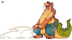1boy 2024 ahe_gao arty_stu artythefrog balls crash_(series) cum cumshot dingodile duplicate erection gay hybrid male male_only penis pleasure_face simple_background solo tagme veiny_penis video_games white_background