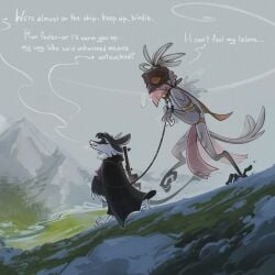 1:1 2025 3_fingers 3_toes 4_ears 4_toes anthro arms_tied avali avian avian_feet barefoot barn_owl beak being_held belt bird black_body black_cape black_clothing black_feathers black_fur black_hair black_sclera black_scutes black_toe_claws black_topwear blindfold bondage bottomwear bound bracelet breath brown_clothing cape chest_tuft claws clothing cold collar colored cuff_(restraint) detailed_background dialogue digital_drawing_(artwork) digital_media_(artwork) digitigrade dominant dominant_anthro dominant_male duo ellipsis english_text falconry_hood feathered_wings feathers feet femboy fingers flaccid forced freezing fur fyr_(fenrir784) genitals gold_(metal) gold_bracelet gold_collar gold_jewelry grass grey_sky gun hair half-closed_eyes harem_outfit hi_res hood humanoid_genitalia humanoid_penis imminent_sex jewelry keuejay larger_anthro larger_male laser_weapon leading leash leashed_collar leashed_male loincloth long_tail looking_at_another looking_back looking_back_at_another male male/male metal metal_collar mostly_nude mountain multi_ear multicolored_body naphy narrowed_eyes nature nature_background neck_tuft owl pawpads paws penis pink_clothing plant purple_clothing purple_eyes question question_mark raised_arms ranged_weapon red_beak restrained restrained_arms restraints river sadism scuted_feet scutes sensory_deprivation sensory_deprivation_hood shaded side_view signature size_difference skinny sky skyscape slim smaller_anthro smaller_male smile smug snow snowy_mountain speech_bubble steamy_breath story story_in_description submissive submissive_anthro submissive_male tail tail_feathers talons text textured toes topwear translucent translucent_bottomwear translucent_clothing translucent_underwear tree tuft tyto tytonid underwear veil vss_vintorez walking walking_together water weapon weapon_on_back white_body white_feathers white_fur winged_arms wings