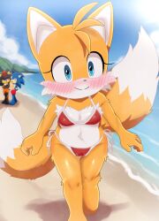 animal_ears animal_humanoid anthro beach beach_background bike_shorts bikini bikini_bottom bikini_top black_body black_fur black_hair blue_body blue_eyes blue_hair blue_skin blush blush_lines blushing_female breasts crossed_arms digital_art digital_drawing digital_drawing_(artwork) digital_media digital_media_(artwork) digital_painting_(artwork) female female_focus fox fox_girl furry genderswap genderswap_(mtf) girly male male/female miles_tails_prower pussy red_eyes rule_63 sega shadow shadow_the_hedgehog sky small_breasts smile sonic_(series) sonic_adventure_2 sonic_boom sonic_the_hedgehog sonic_the_hedgehog_(archie) sonic_the_hedgehog_(comics) sonic_the_hedgehog_(idw) sonic_the_hedgehog_(series) sunlight tails tails_the_fox tailsko tailsprop trio two_tone_body two_tone_fur two_tone_tail video_game video_game_character video_game_franchise video_games vixen walking yellow_body yellow_fur yellow_skin