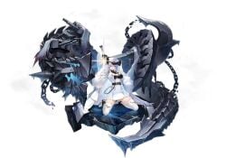 arkhangelsk_(azur_lane) azur_lane belt black_footwear black_gloves blue_eyes blue_hair boots breasts cg cleavage coat dress female full_body fur-trimmed_coat fur_trim gloves hair_between_eyes hat high_heel_boots high_heels ice kneeling large_breasts long_hair long_sleeves looking_at_viewer military military_hat official_art open_coat peaked_cap rigging solo sword thigh_boots thighhighs turret very_long_hair weapon white_coat white_dress white_footwear white_headwear white_thighhighs zettai_ryouiki