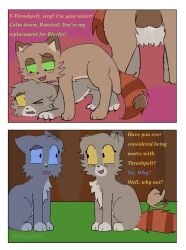 abstract_background blue_fur bluestar_(warriors) blush brother_and_sister comic cum cum_in_pussy cum_inside english_text feral feral_on_feral feral_penetrated feral_penetrating forest grey_fur half-siblings incest original raped red_fur rosetail_(warriors) thrushpelt_(warriors) warriors_(book_series) warriors_(cats)