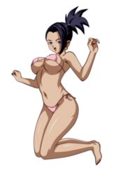 1girls bikini black_eyes black_hair breasts dannyjs611 dark-skinned_female dark_skin dragon_ball dragon_ball_super earrings erect_nipples female female_only huge_breasts jumping kale ponytail saiyan short_hair shounen_jump solo solo_female spiky_hair thick_thighs underboob