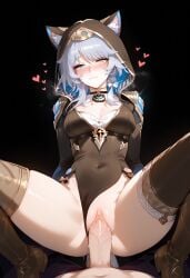 ai_generated big_ass catgirl cipher cowgirl_position fat_ass grey_hair heavy_breathing hexd honkai:_star_rail large_breasts large_penis legs_apart male_pov riding_penis sex thighs