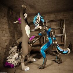 1:1 3d_(artwork) 4k absurd_res animal_genitalia animal_penis anthro anthro_on_anthro arms_tied ball_punching ballboxing ballbusting balls basement biped black_body black_boots black_clothing black_footwear black_fur black_shoes blender_(artwork) blender_cycles blue_body blue_fur blue_penis bodily_fluids bondage bondage boots bottomwear bound boxing boxing_gloves canid canine canine_genitalia canine_penis canis claws clothed clothing cock_and_ball_torture cuff_(restraint) cum cum_drip cum_dripping_from_penis cum_on_penis depth_of_field digital_media_(artwork) dominant dragonplayer dragonplayer_(character) dripping dungeon duo erection footwear fox fur genital_fluids genital_torture genitals grey_body grey_fur hair handwear hi_res hybrid inside jacket jex knot leather leather_boots leather_bottomwear leather_clothing leather_footwear leather_jacket leather_pants leather_topwear legs_tied legwear male male/male mammal metal_cuffs multicolored_body muscular muscular_male nude open_mouth orgasm pants paws penis punch purple_body purple_fur purple_penis reflection restraints rexouium sex shoes skulldog_(species) slim slim_anthro slim_male slim_sub smile sport standing submissive submissive_male tail topwear white_body white_fur