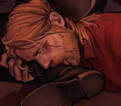 2boys beard blonde_beard blonde_hair blonde_hair_male boot_fetish boot_licking boot_worship boots dutch_van_der_linde footwear fully_clothed male male/male male_focus male_only micah_bell red_dead_redemption_(series) red_dead_redemption_2 shoe_lick shoe_soles shoes skibiborg tagme