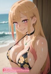 ai_generated beach big_ass big_breasts bikini kitagawa_marin ryuuziken01 sono_bisque_doll_wa_koi_wo_suru