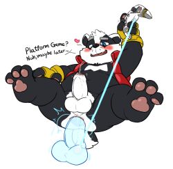 2026 3_toes absurd_res anal anal_masturbation anthro badger balls black_body black_nose blue_eyes blush bradley_(bradley_the_badger) bradley_the_badger bradley_the_badger_(game) controller dildo erection feet game_controller genitals hi_res kemono male mammal masturbation mustelid musteline penis reddo12340 sex_toy slightly_chubby solo toes white_body