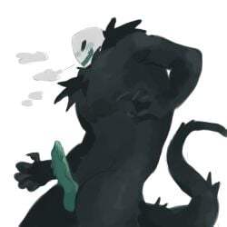 black_body black_fur breath dick die_of_death_(roblox) doodle fur green_eyes green_penis green_teeth heat knotted_penis naked naked_male pursuer_(die_of_death) roblox roblox_game robloxian sexmaster99 spiked_penis stare tail white_head