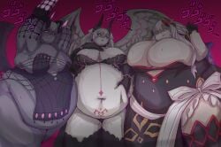 3girls fat fat_female fat_fetish fate/grand_order fate_(series) female female_only glasses gorgeouswaifudom horns imminent_death_by_snu_snu jacques_de_molay_(foreigner)_(fate) jojo_reference lilith_(fate) marie_antoinette_(alter)_(fate) multiple_girls overweight overweight_female wings