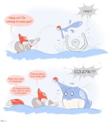 2_tails anthro asphyxiation blue_body blue_fur clothing drowning duo faceless_anthro faceless_character faceless_female female floatzel fur generation_3_pokemon generation_4_pokemon goo_transformation hi_res human latex latex_clothing latex_skinsuit latex_transformation male male/female mammal marine materialcoin multi_tail nintendo pinniped pokemon pokemon_(species) pooltoy_transformation red_body red_fur rescue seal size_transformation skinsuit spheal swimming swimwear tail tight_clothing transformation white_body white_fur
