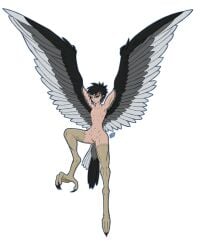 absurd_res avian blue_eyes european_mythology feet female flat_chested greek_mythology harpy hi_res humanoid mythological_avian mythological_creature mythology nude scar solo talons toes xvii_(artist)