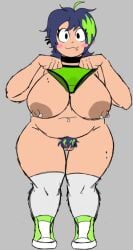 breasts chubby completely_nude female fully_nude girl_who_stinks_good hairy hairy_pussy huge_breasts huge_thighs looking_at_viewer obese overweight panties panty_stain pierced_nipples pussy scenecore shoes small_pussy smile socks stained_panties