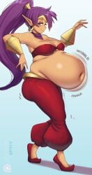 bbw belly_overhang big_belly big_female blush chubby chubby_female embarrassed fat fat_ass fat_female fat_fetish fat_girl fat_woman fatty female kipteitei large_female obese obese_female overweight overweight_female pig plump pork_chop shantae shantae_(character) thick_thighs tubby weight_gain