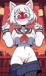 1girls :3 cat cat_ears cat_girl catgirl countryhumans countryhumans_girl female japan japan_(countryhumans) pussy school_uniform