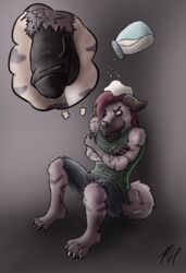 anthro balls clothing flaccid furry grumpy hyena male male_only mammal parent penis pickles-hyena piercing shorts sitting solo striped_hyena