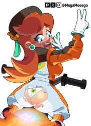 ass ass_focus blue_eyes cap mario_(series) mario_kart mario_kart_world megameeega panties princess_daisy princess_daisy_(pro_racer) ripped_clothing smile wardrobe_malfunction
