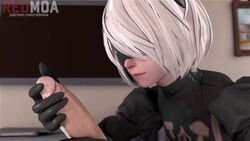 1boy 1girls 3d animated blindfold clothing erection fellatio female kiss kissing male nier nier:_automata nier_(series) oral penis penis_kiss redmoa short_hair shorter_than_10_seconds sound source_filmmaker straight teasing video watermark yorha_2b