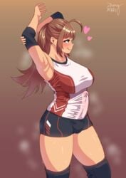 1futa balls breasts bulge cleavage erection erection_under_clothes futa_only futanari intersex kamiya_midori original penis penis_under_clothes solo solo_futa testicles volleyball_uniform zheng