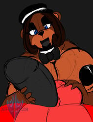 2017 animatronic ball_fondling balls bear big_balls big_breasts big_penis bow_tie breasts duo erection faceless_male female first_person_view five_nights_at_freddy's fondling freddy_(fnaf) hat huge_balls huge_breasts huge_cock jeffron jeffron_purescale lizard machine male male_pov mammal nipples open_mouth penis reptile robot rule_63 scalie sex smile solo_focus straight top_hat video_games