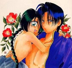 1girls aoshi_shinomori black_hair braid breasts female human kunoichi long_hair male misao_makimachi ninja rurouni_kenshin shounen_jump tagme