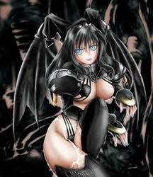 1girls artist_request bastard!! black_hair breasts curvaceous demon_girl female humanoid large_breasts light-skinned_female light_skin long_hair lowres porno_dianno shounen_jump tagme villainess wings