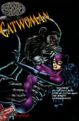 1boy 1girls 2002 angry angry_face angry_sex batman_(series) black_hair bodysuit catsuit catwoman clenched_teeth cum cum_inside dc_comics english_text female gorilla gorilla_grodd huge_cock interspecies interspecies_rape j.j. opera_gloves penis primate rape size_difference snarl straight uncensored vaginal_penetration zoophilia