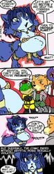 anthro belly big_belly blue_fur canine chibi comic cute falco_lombardi fox fox_mccloud fur furry humor krystal navel nintendo pregnant silly slippy_toad star_fox steslos video_games