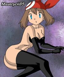 ass bandana breasts color female female_only human human_only maveryck85 may_(pokemon) pokemon red_bandana solo straight_hair tagme