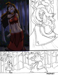 2girls artist_name avatar_legends avatar_the_last_airbender black_and_white bloodbender bloodbending clothing comic dark-skinned_female dark_skin female hama katara prophet small_breasts straight_hair